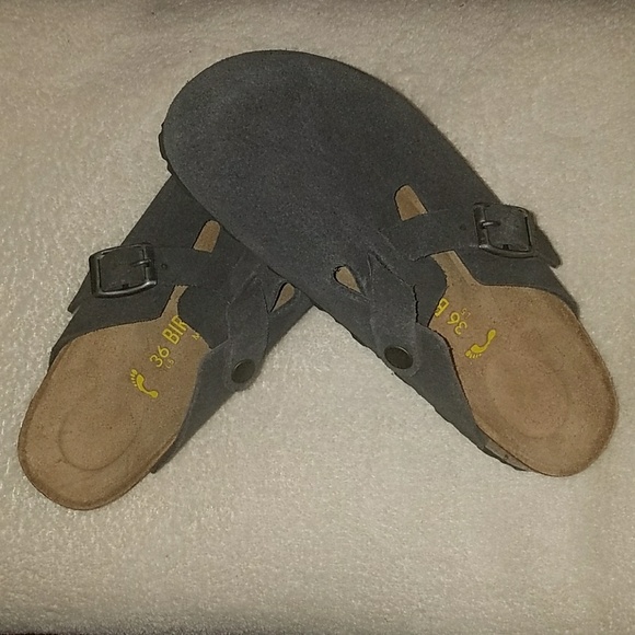 grey birkenstock clogs